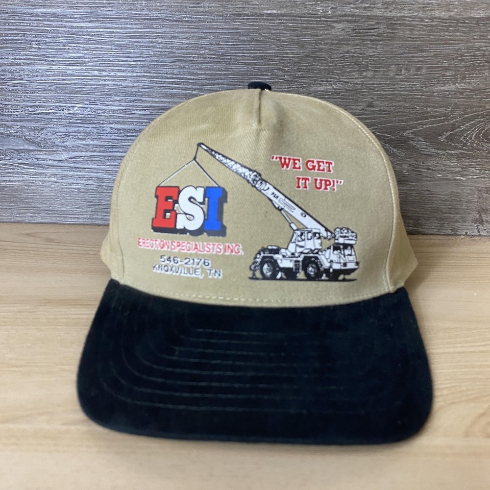 Vintage ESI Hat Cap Snap Back Erection Specialists Crane Promo Mens 90s